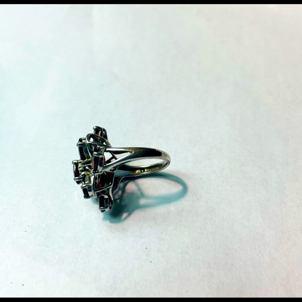Garnet Floral Ring 925 Silver - Picture 8 of 14